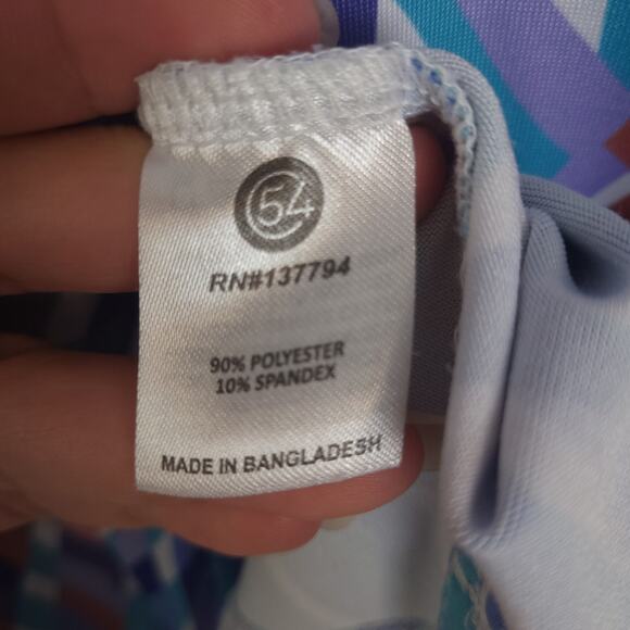 Chase 54 Men’s Polo Shirt Sz Medium Geometric AOP Short Sleeve Polyester Golf - Picture 5 of 7